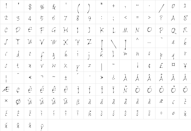 Flight Std Regular Character Map