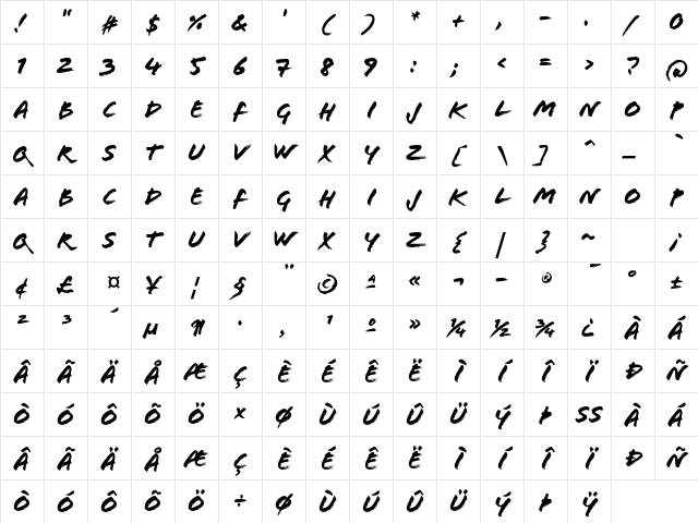Flood Std Regular Character Map
