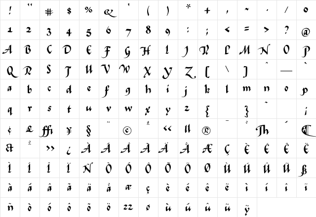 FlourishBold Regular Character Map
