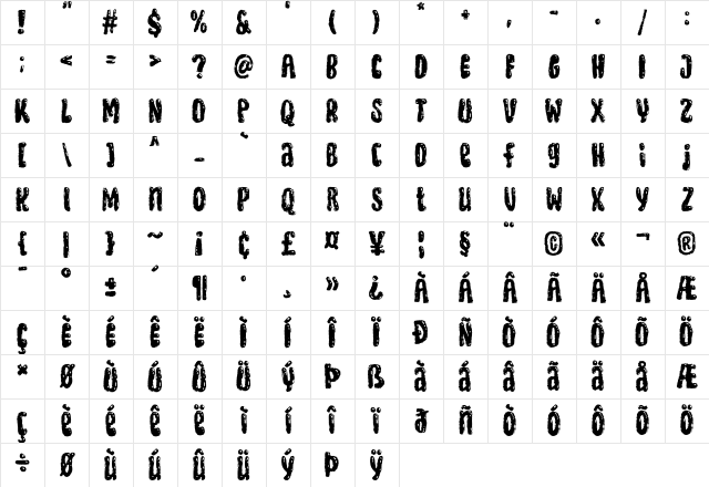 Flush Brush Trial Regular Character Map