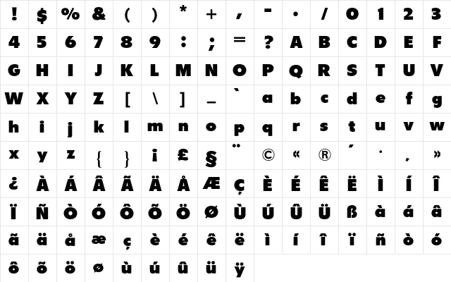 Flyer BQ Regular Character Map Flyer BQ Regular Character Map