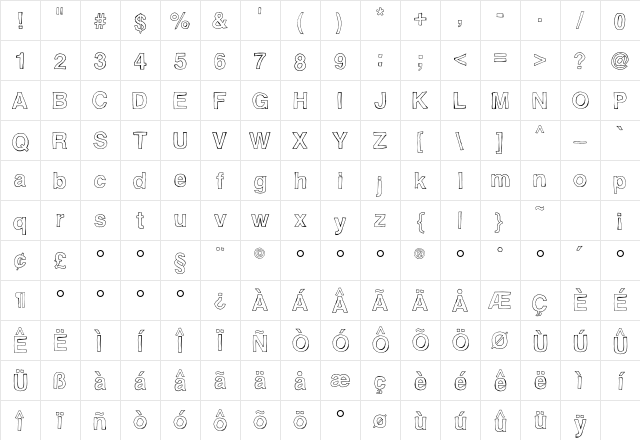 Flyerfonts DisEngage Character Map