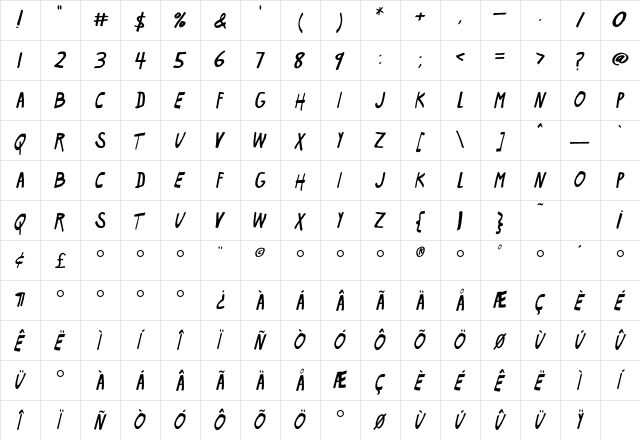Flyerfonts FreeShow Character Map