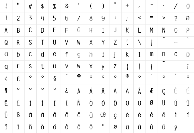 Flyerfonts InsideOut Character Map