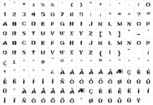 Flyerfonts Reject Character Map Flyerfonts Reject Character Map