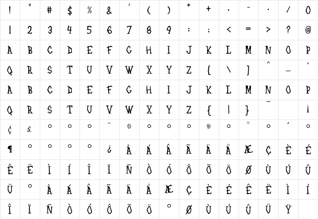 Flyerfonts WhiteHouse Character Map