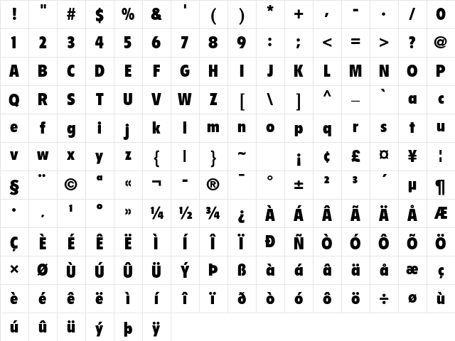 Flyer LT Std Black Condensed Character Map Flyer LT Std Black Condensed Character Map