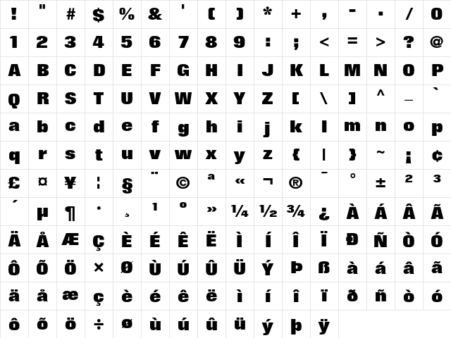 Folio Extra Bold Character Map