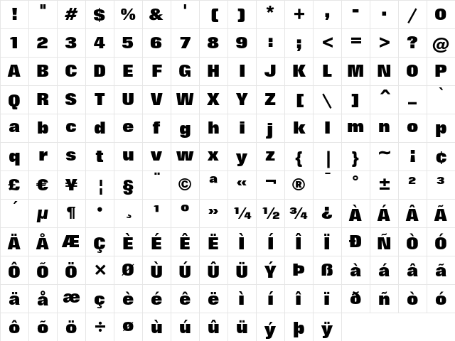 Folio Extra Bold Character Map Folio Extra Bold Character Map