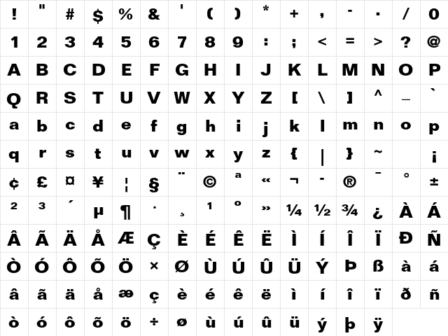 Folio Std Bold Character Map Folio Std Bold Character Map