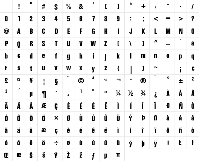 Folio Std Bold Condensed Character Map Folio Std Bold Condensed Character Map