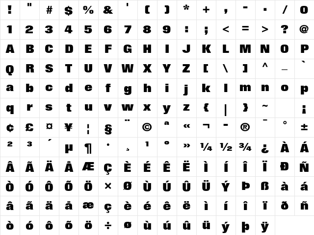 Folio Std Extra Bold Character Map