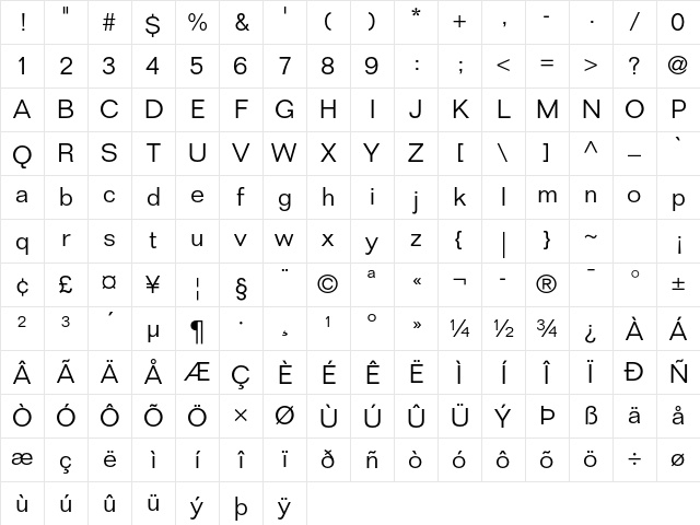 Folio Std Light Character Map Folio Std Light Character Map