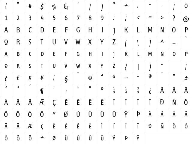 Fontana ND Cc SC Normal Character Map