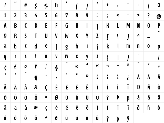 Fontana ND Gg Semibold Character Map