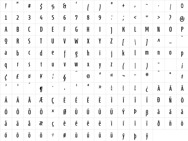 Fontana ND Gg Normal Character Map