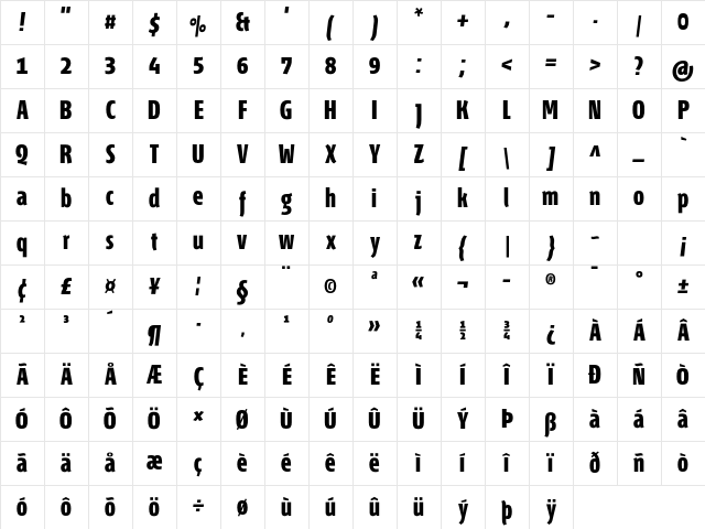 Fontana ND Ll Bold Character Map Fontana ND Ll Bold Character Map