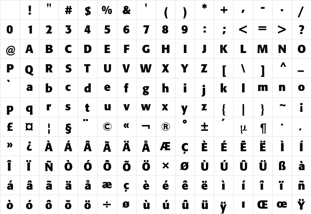 Formata BQ Regular Character Map Formata BQ Regular Character Map