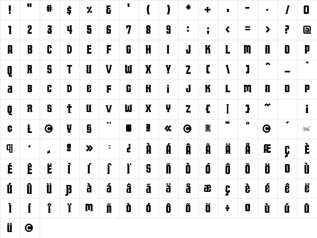 Fornicator Regular Character Map Fornicator Regular Character Map