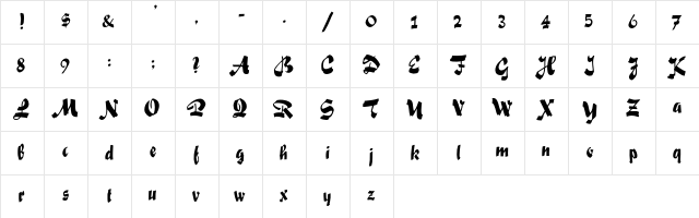 FoxScript Regular Character Map FoxScript Regular Character Map
