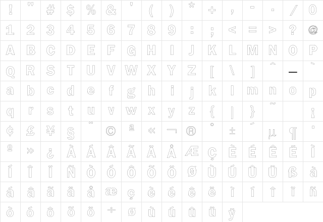 Franklin Outline Character Map