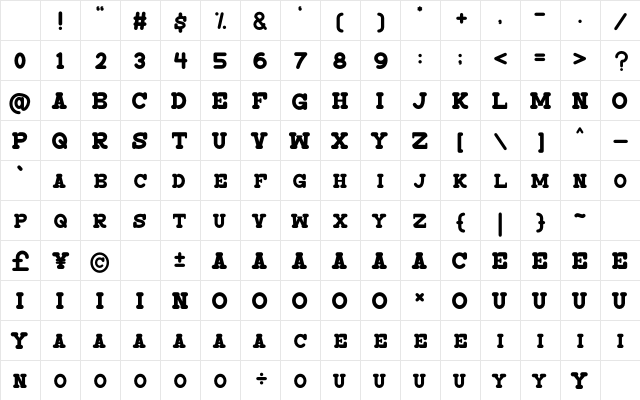 FreeCity Regular Character Map FreeCity Regular Character Map