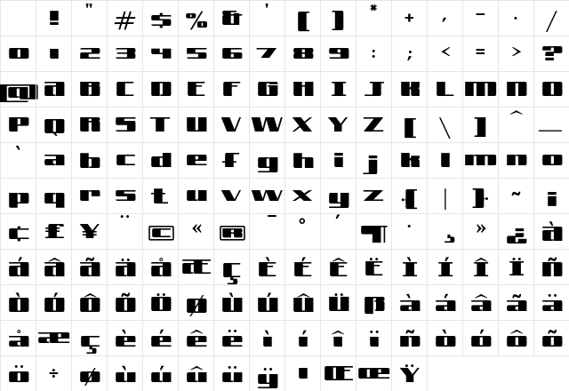 FreeLine Normal Character Map