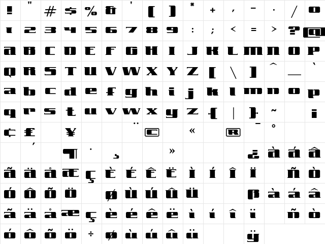 FreeLine Serif Character Map