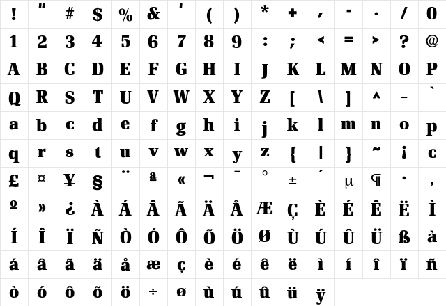 FrenchcarDemiBold Regular Character Map