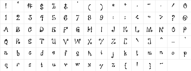 LD PeekABoo Regular Character Map