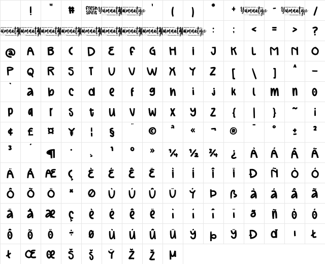 Fresh Spirit Personal Use Regular Character Map Fresh Spirit Personal Use Regular Character Map