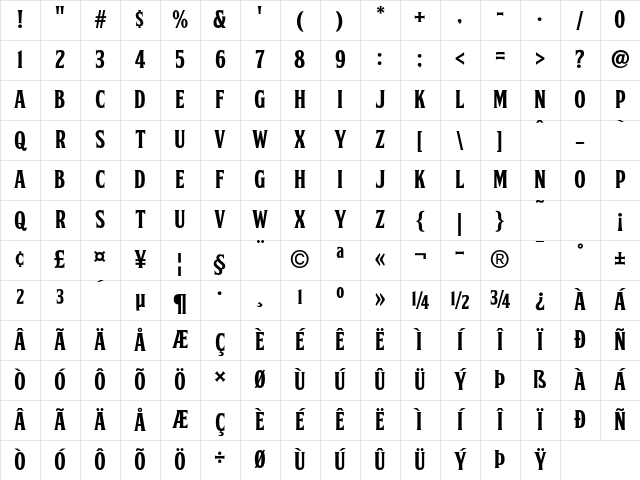 FTY SKORZHEN NCV Regular Character Map FTY SKORZHEN NCV Regular Character Map