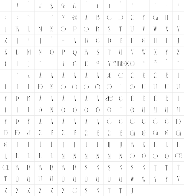 Fubiox - Demo Version Regular Character Map Fubiox - Demo Version Regular Character Map