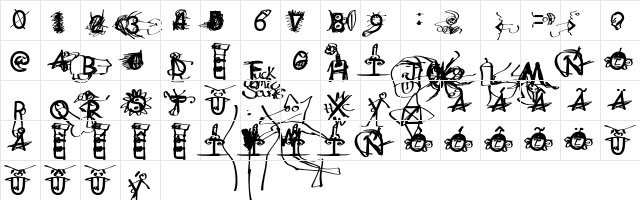 fuckSansJODER Regular Character Map fuckSansJODER Regular Character Map