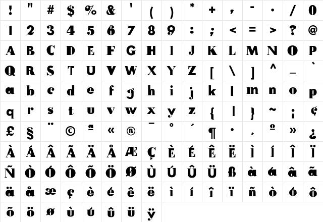 FudoniThree Regular Character Map FudoniThree Regular Character Map