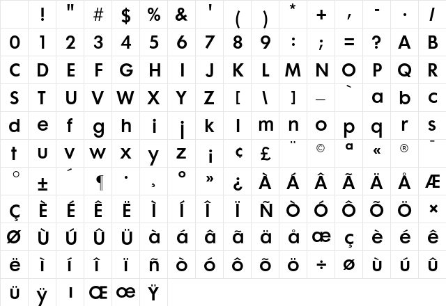Futura Maxi CG Demi Regular Character Map Futura Maxi CG Demi Regular Character Map