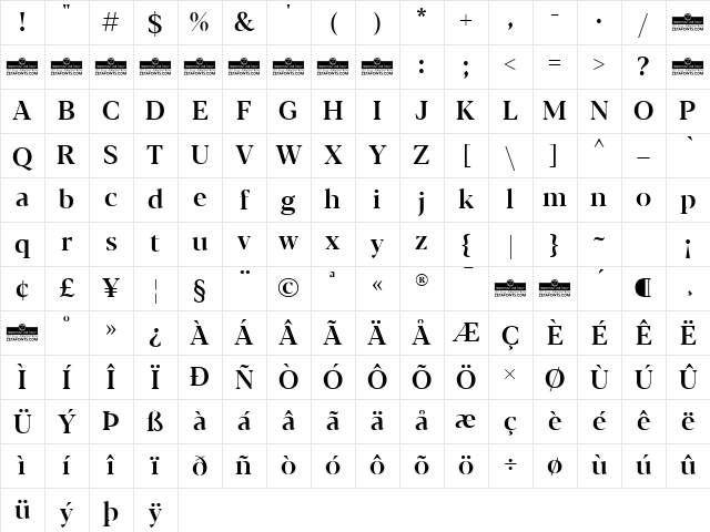 Blacker Display Medium Character Map