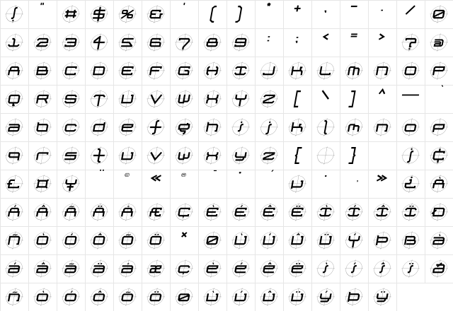 FutureKill BoldSkew Character Map