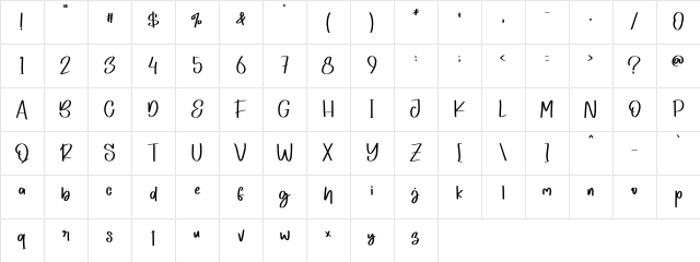 Gabrilya - Personal Use Regular Character Map