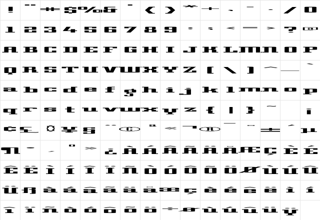 Gadzooks Squared Character Map