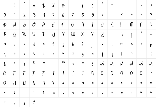 GakRewel Regular Character Map GakRewel Regular Character Map