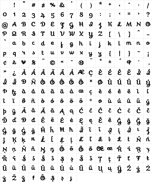 Galaxie Cassiopeia Bold Character Map Galaxie Cassiopeia Bold Character Map