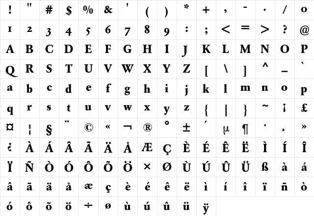 Garamond Expert BQ Regular Character Map