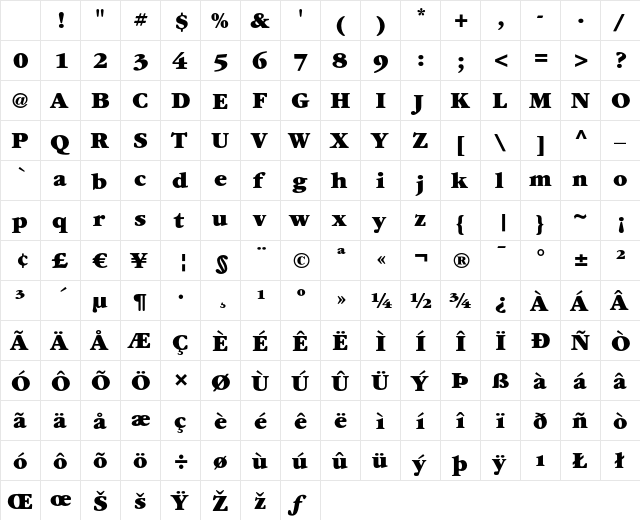 ITC Garamond LT Ultra Character Map ITC Garamond LT Ultra Character Map