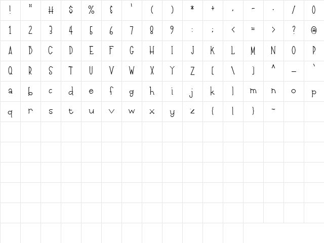 LD Slap Happy Regular Character Map