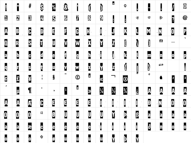 Gazz Paint Character Map