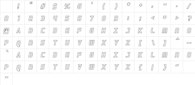 Geistack Italic Hollow Character Map Geistack Italic Hollow Character Map