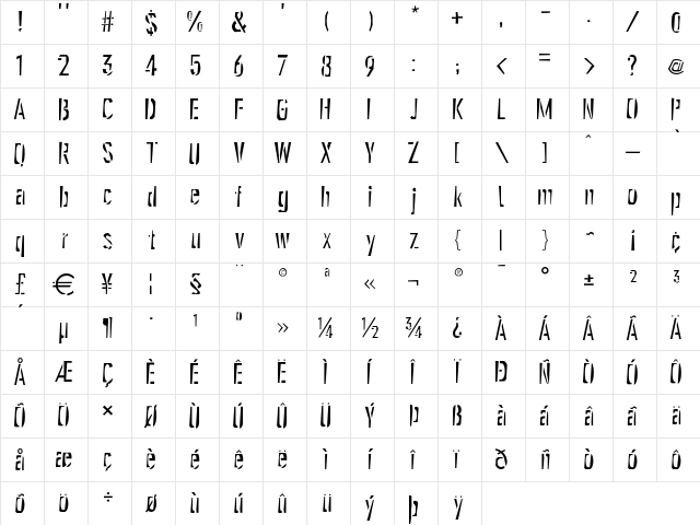 Gen Stencil Character Map
