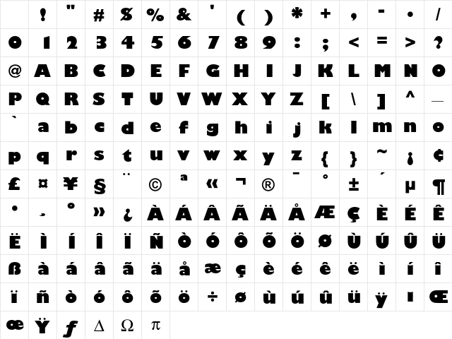 Gentle SansUltraBold Character Map