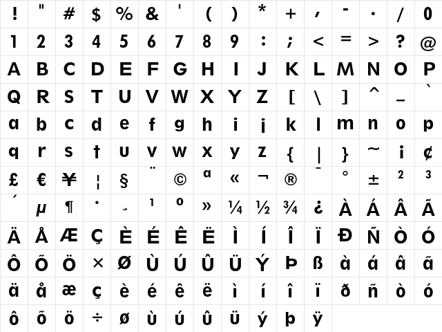 Geometric 212 Heavy Character Map